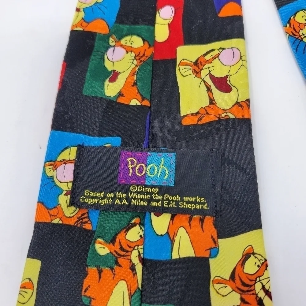 DISNEY WINNIE THE POOH TIGGER LOT OF 3 MEN NECKTIE TIES BLACK ORANGE RED